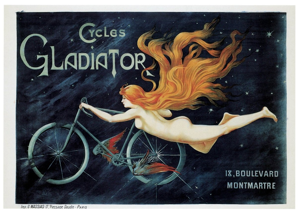 Cycles Gladiator (c1895), an Art Nouveau advertising poster | Dimensions 6617 x 4725 pixels