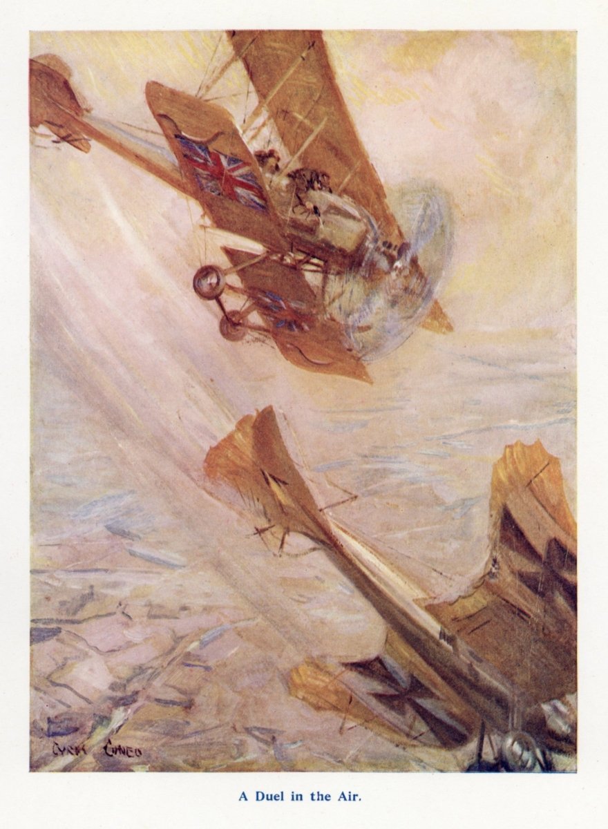 Cyrus Cuneo (1879-1916) - Duel in the Air 1914 | Dimensions 3696 x 5040 pixels