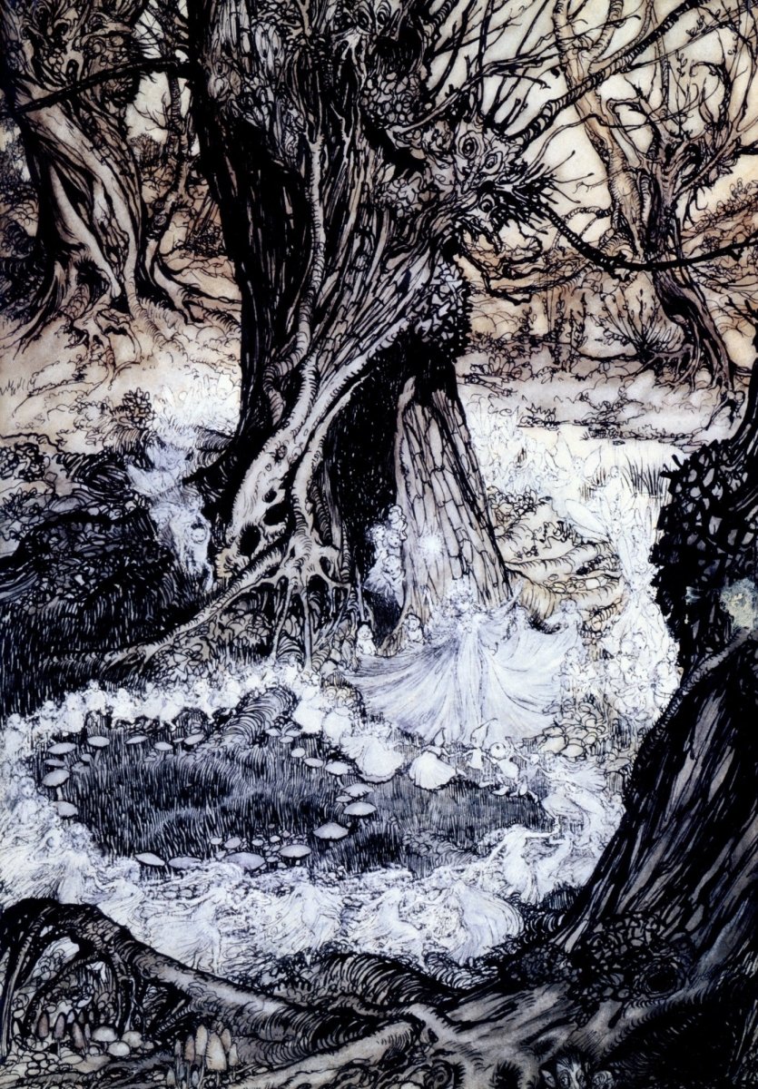 Arthur Rackham (1867-1939) - Come Now a Roundel 1908 | Dimension 5550 x 7980 pixels