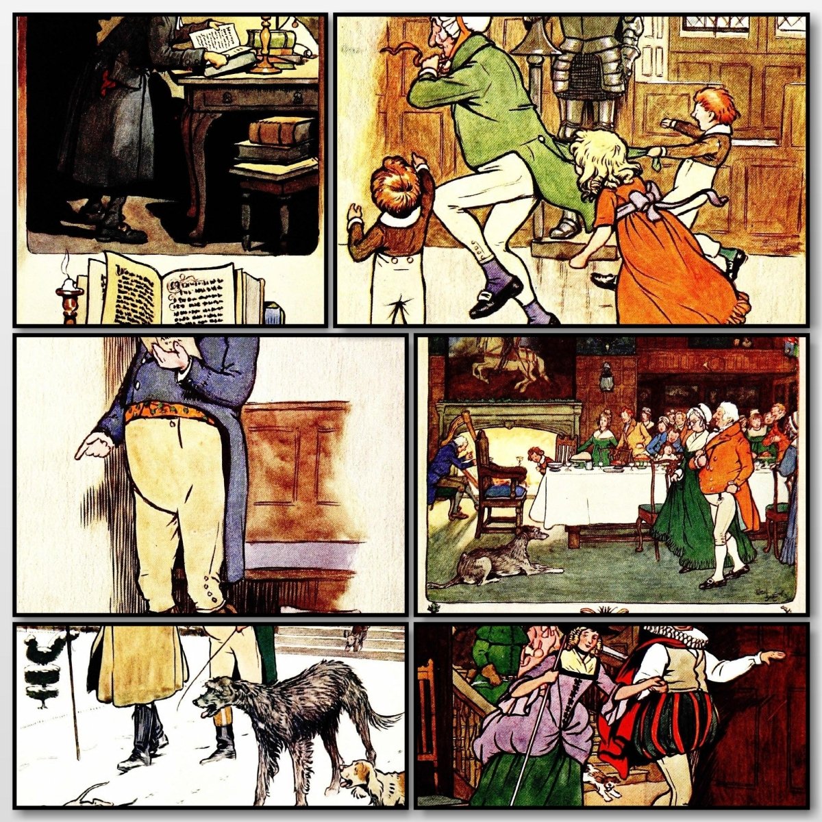 Cecil Aldin - Christmas Day 1910 - 6 Public Domain Images | A snapshot of the images