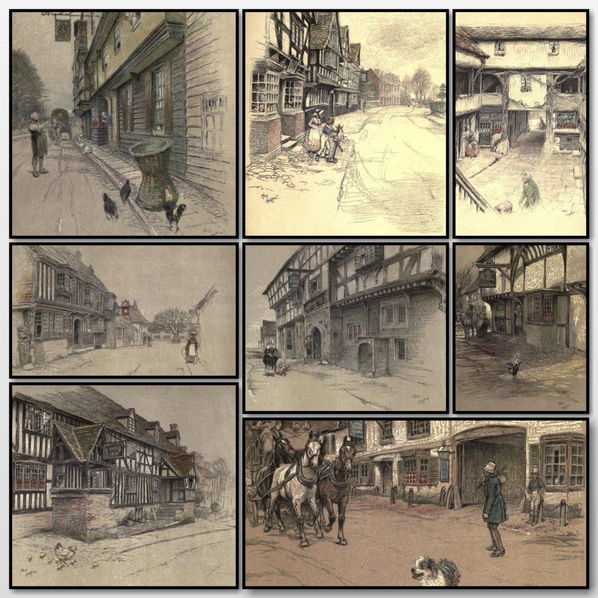 Old Inns (1921) - Cecil Aldin - 15 Public Domain Images | A snapshot of some of the images