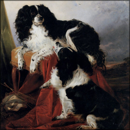 Richard Ansdell - Two King Charles Spaniels in a Landscape | Digital Download - 1 image