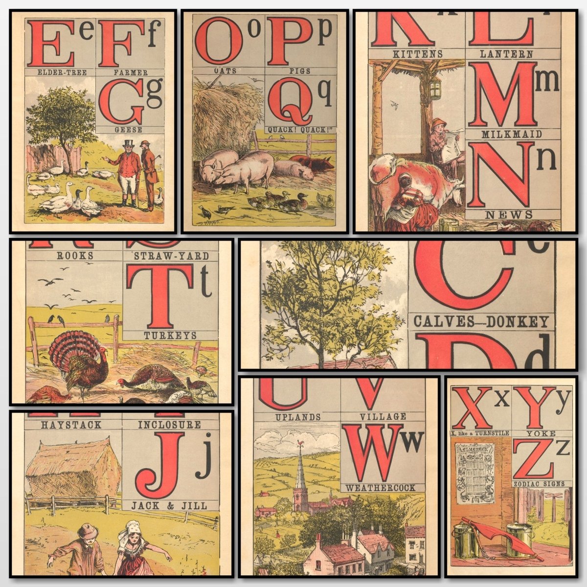 Farm Yard Alphabet 1865 - Walter Crane - 8 images | A snapshot of the images