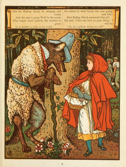 Little Red Riding Hood 1875 - Walter Crane - 9 images | Dimensions 3115 x 4109 pixels