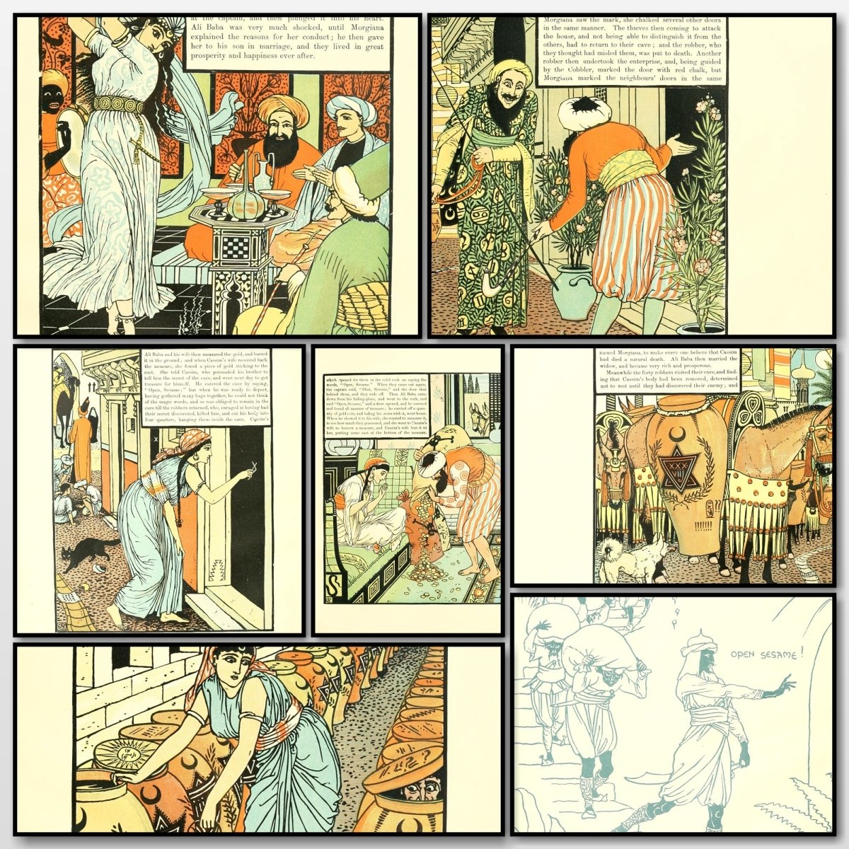 The Forty Thieves, 1898 - Walter Crane - 11 images | A snapshot of some of the images