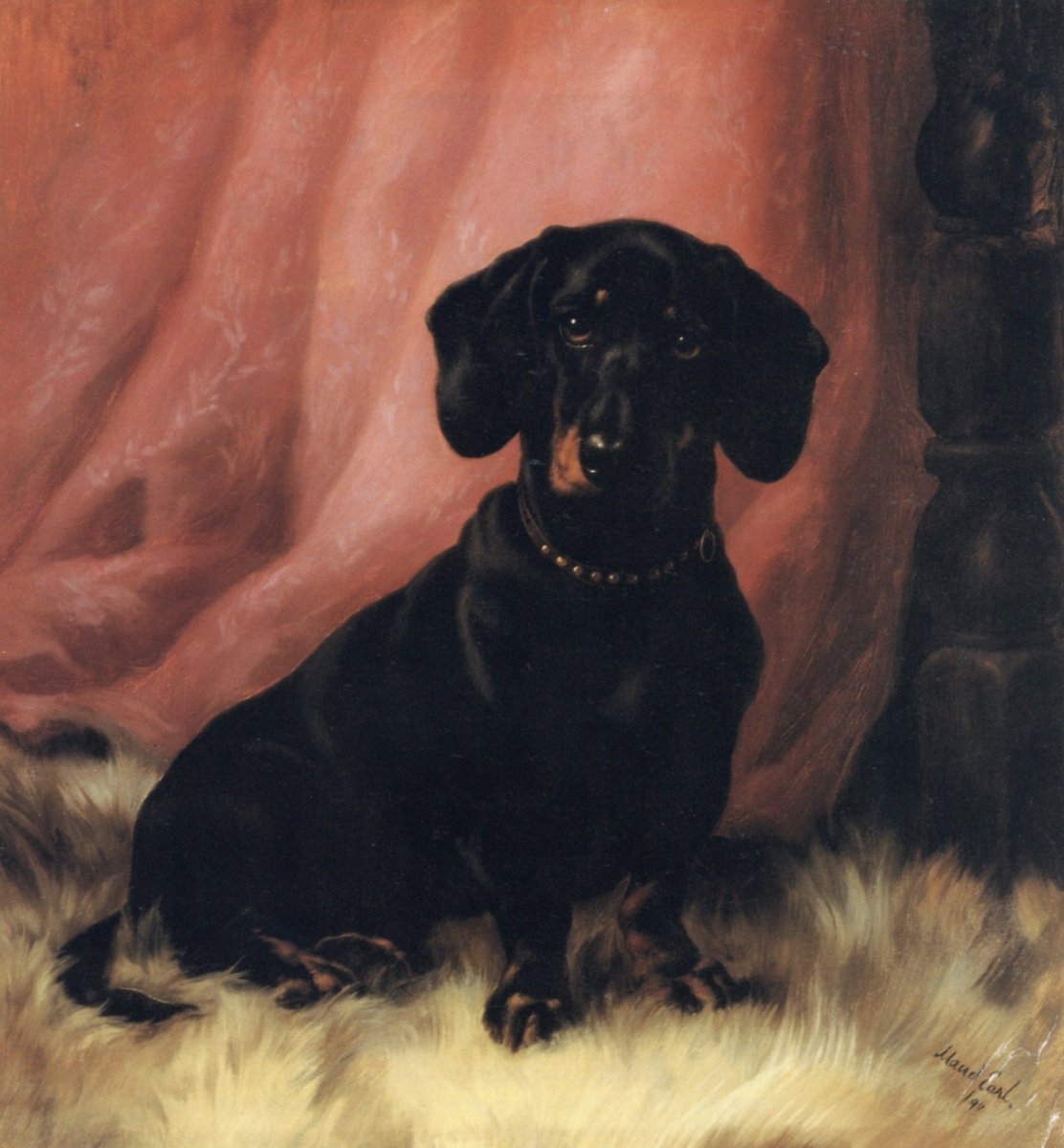 Maud Earl - Black & Tan Dachshund 1890 | Dimensions 4064 x 4384 pixels
