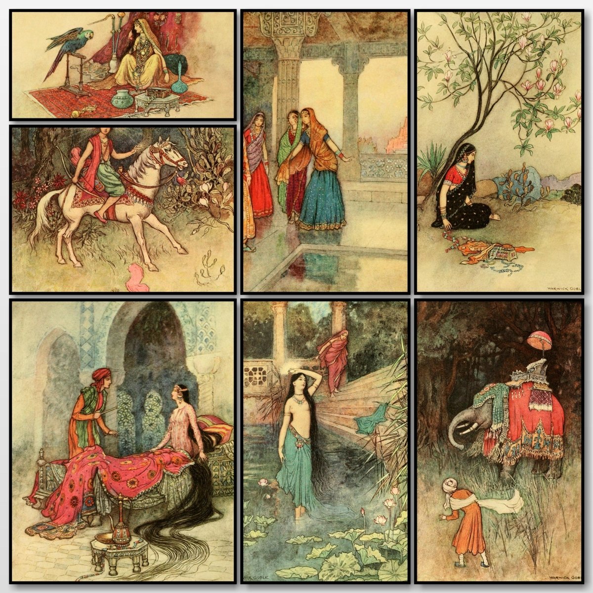 Folk Tales of Bengal 1912 - Warwick Goble - 32 images | A snapshot of some of the images