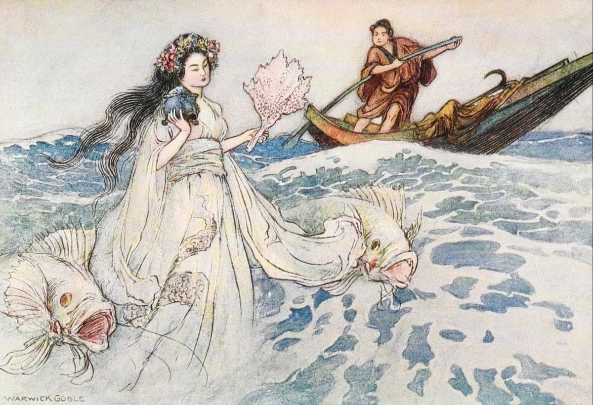 Green Willow & Japanese Fairy Tales 1910 - Warwick Goble | Dimensions 1981 x 1353 pixels