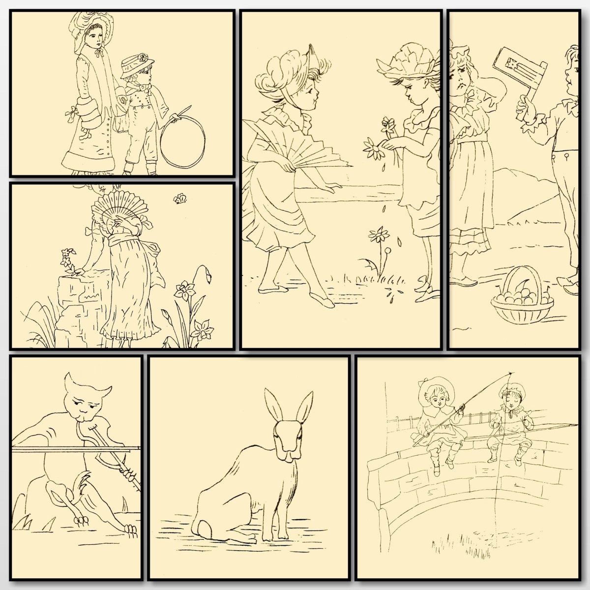 Village Scenes 1880 - Kate Greenaway - 35 images | A snapshot of some of the images