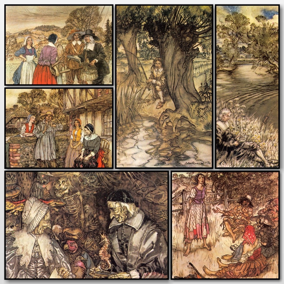 The Compleat Angler 1931 - Arthur Rackham - 12 images | A snapshot of some of the images