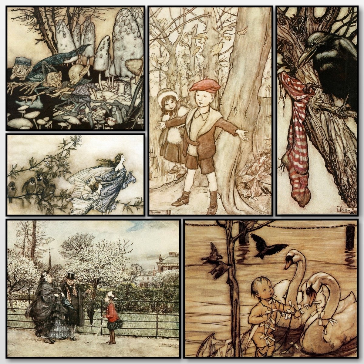 Peter Pan in Kensington Gardens 1912 - Arthur Rackham | A snapshot of some of the images