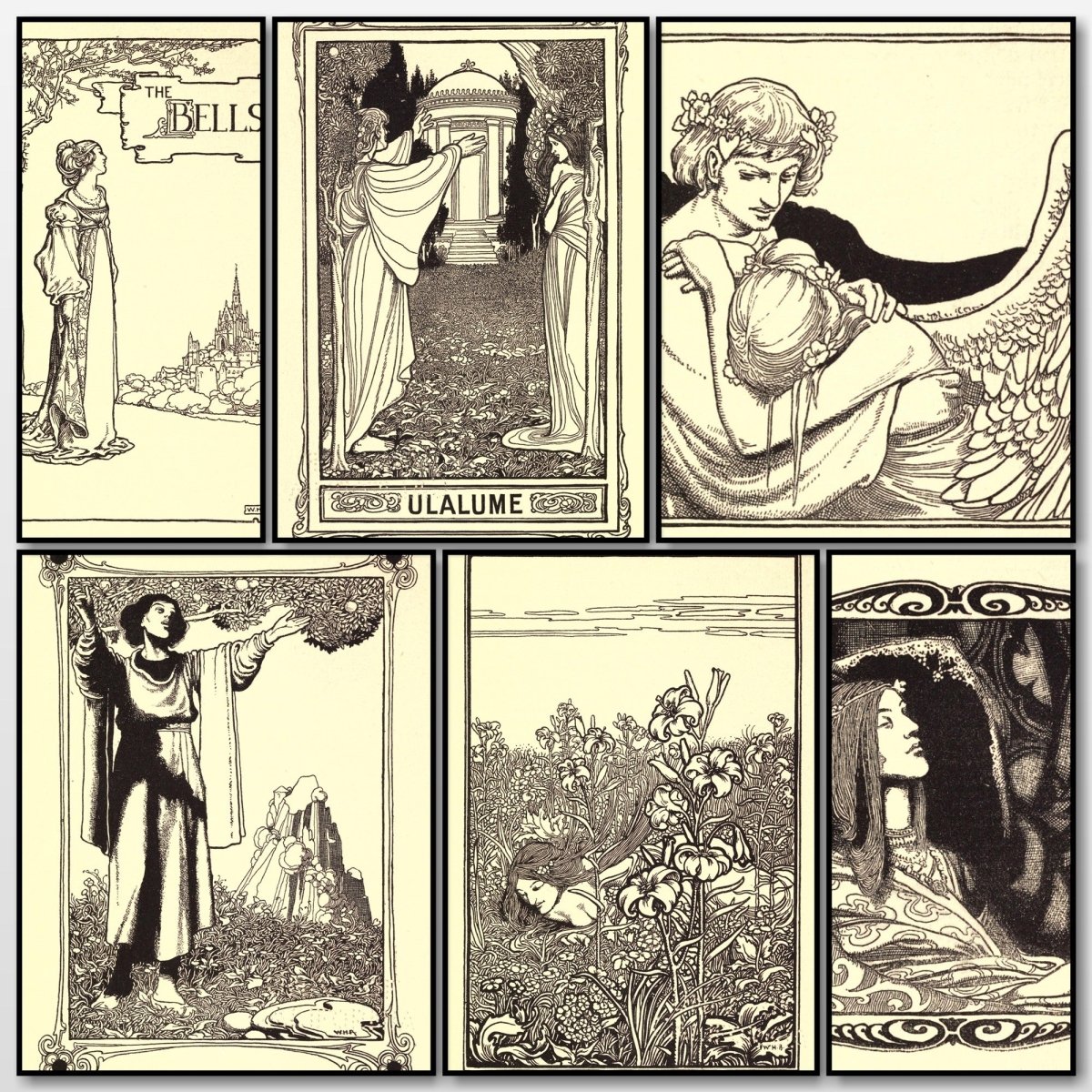 The Poems of Edgar Allen Poe, 1900 - W. Heath Robinson | A snapshot of some of the images