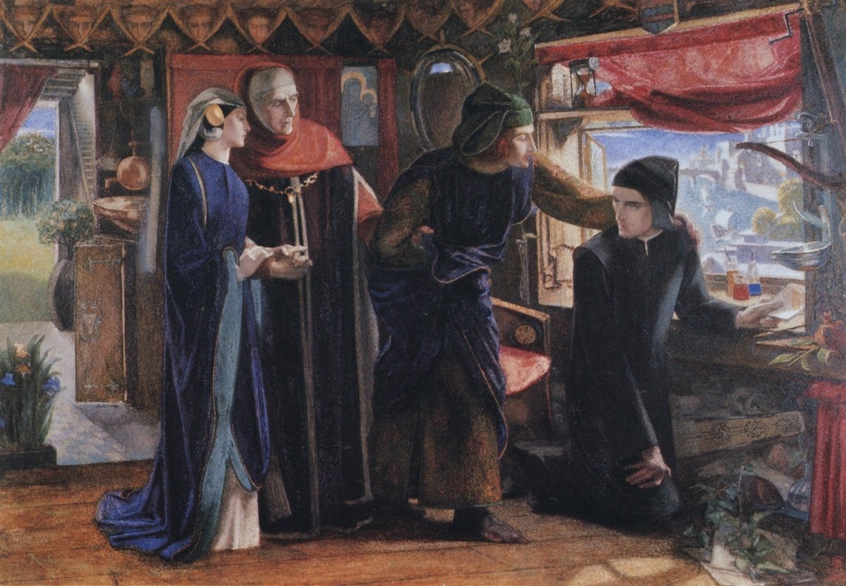Rossetti - First Anniversary of the Death of Beatrice 1853 | Dimensions 7580 x 5300 pixels