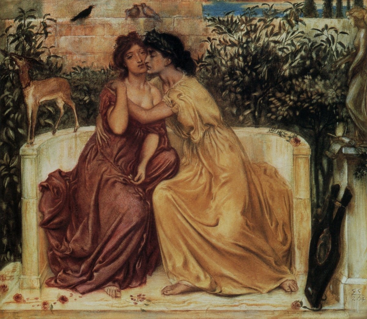 Simeon Solomon - Sappho & Erinna at Mytilene 1864 | Dimensions 4695 x 4088 pixels