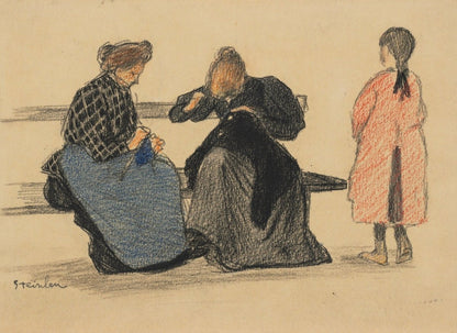 Théophile Steinlen - Three Figures 1900s | Dimensions 4470 x 3255 pixels