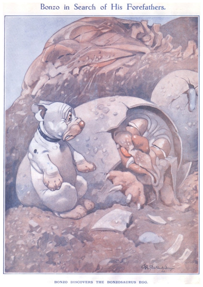 George Studdy - Bonzo in search of Forefathers, Sketch 1927 | Dimensions 4578 x 6480 pixels