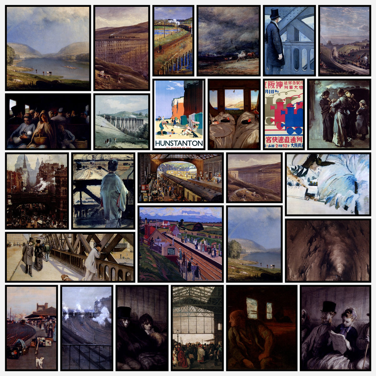 Trains in Art - 105 Public Domain Images to Download | A snapshot of some of the images