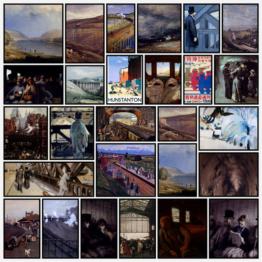 Trains in Art - 105 Public Domain Images to Download | A snapshot of some of the images