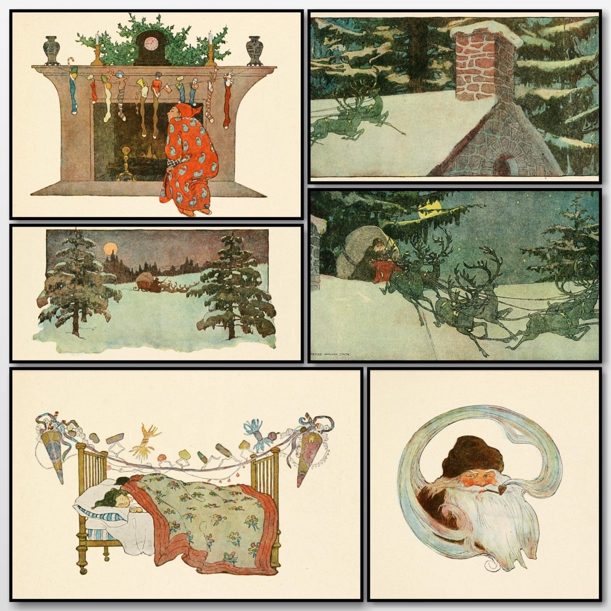 Twas the Night before Christmas 1912 - Jessie Willcox Smith | A snapshot of some of the images